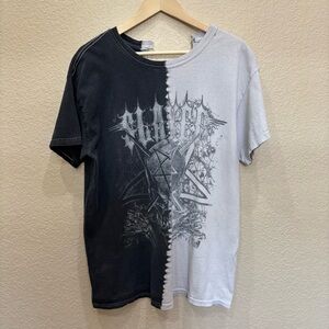 Slayer Skull Split T-Shirt Tie Dyed Size Medium Grey & Black Thrash Metal